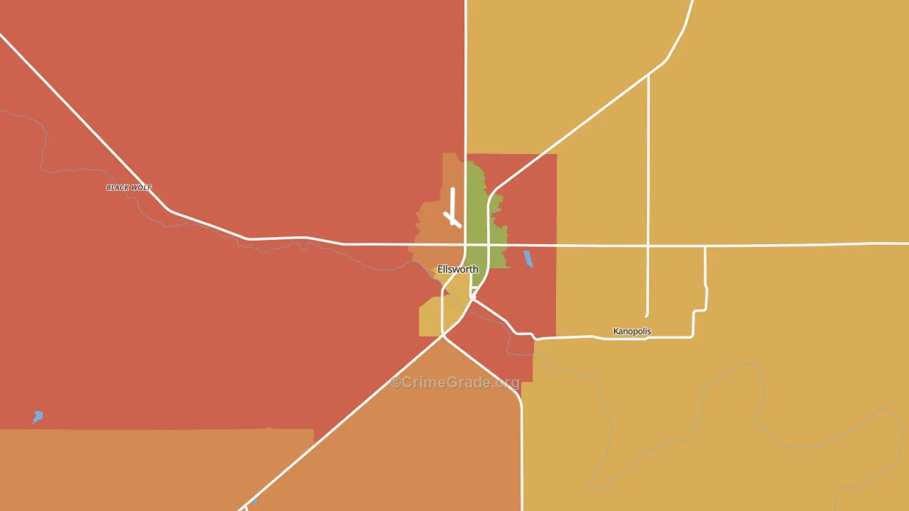 Ellsworth, KS Map of Murder Rates