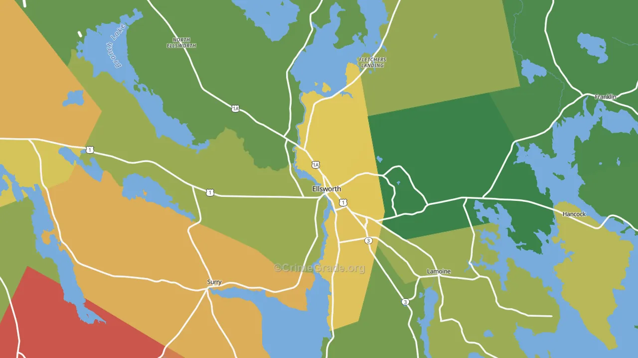 Ellsworth, ME Map of Murder Rates