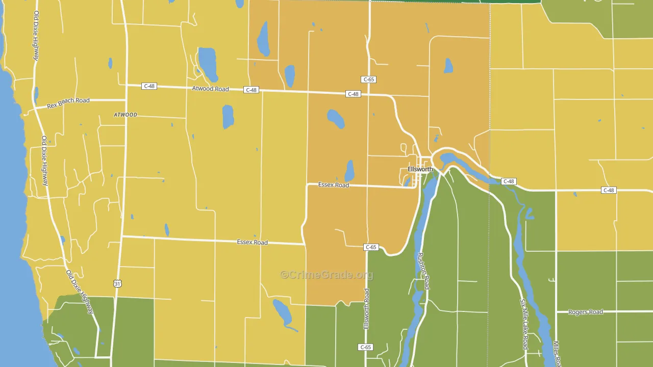Ellsworth, MI Map of Murder Rates