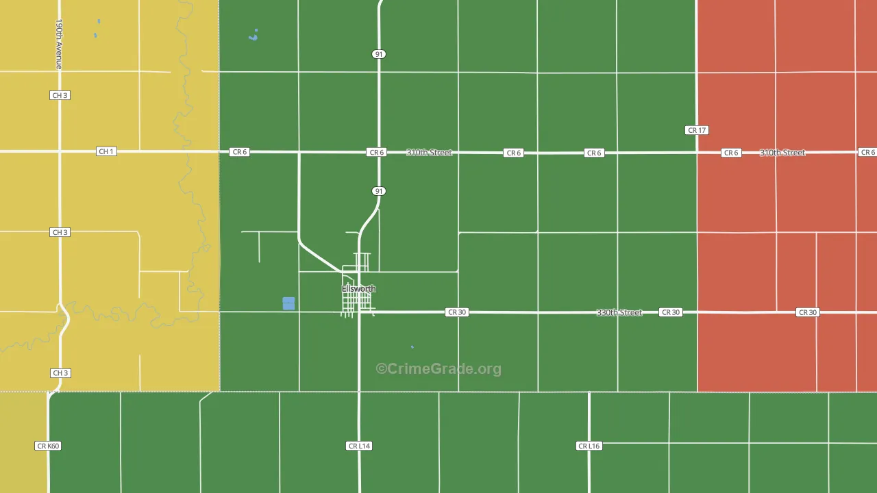 Ellsworth, MN Map of Murder Rates