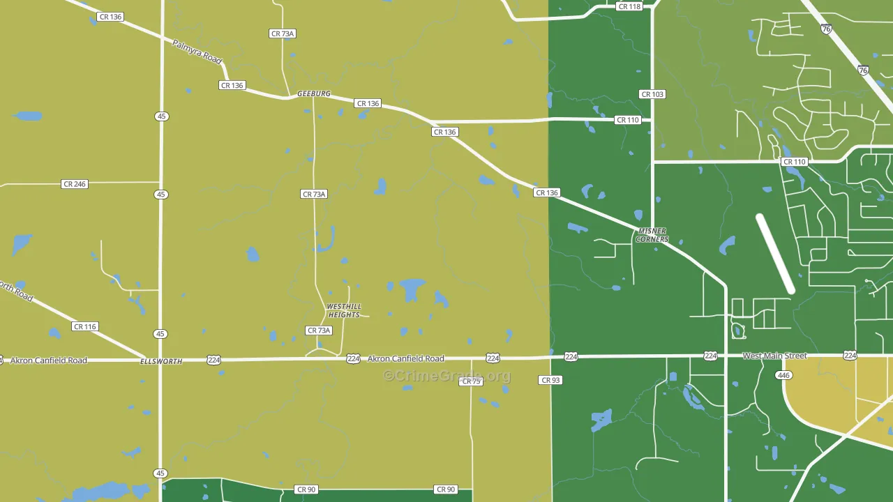 Ellsworth, OH Map of Murder Rates