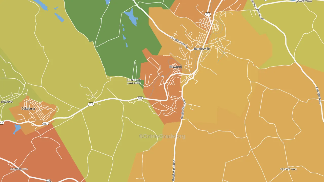 Ellsworth, PA Map of Murder Rates