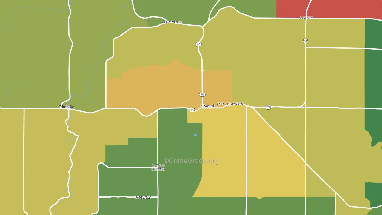Ellsworth, WI Map of Murder Rates