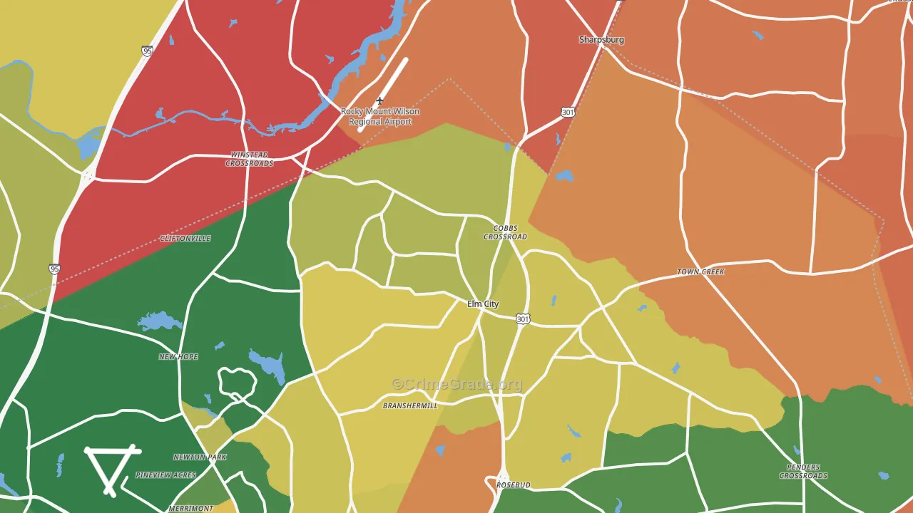 Elm City, NC Map of Murder Rates
