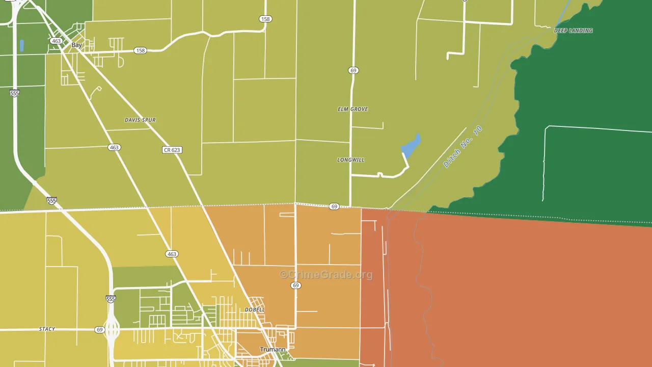 Elm Grove, AR Map of Murder Rates