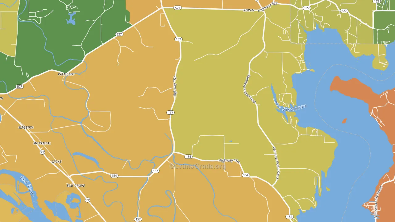 Elm Grove, LA Map of Murder Rates