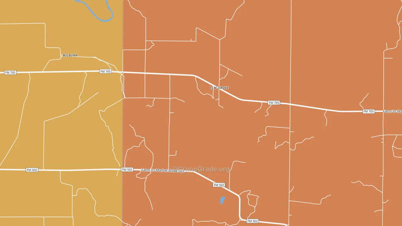 Elm Grove, TX Map of Murder Rates