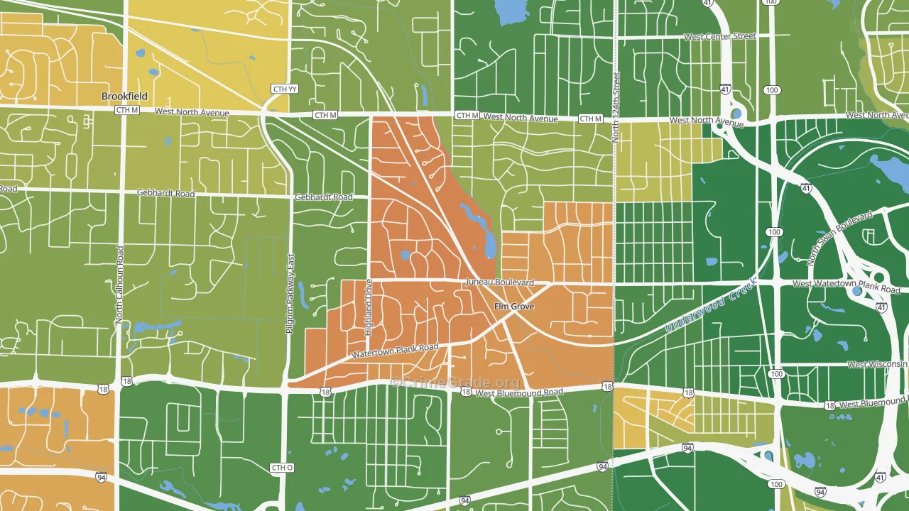 Elm Grove, WI Map of Murder Rates