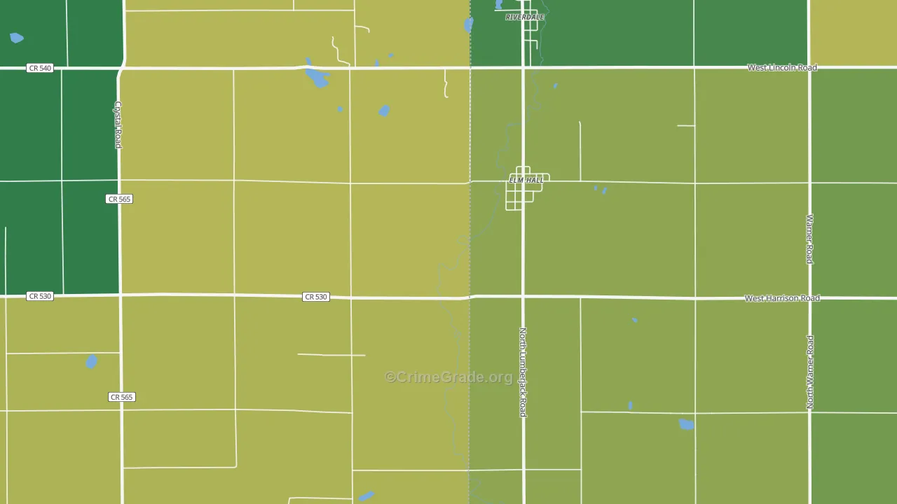 Elm Hall, MI Map of Murder Rates