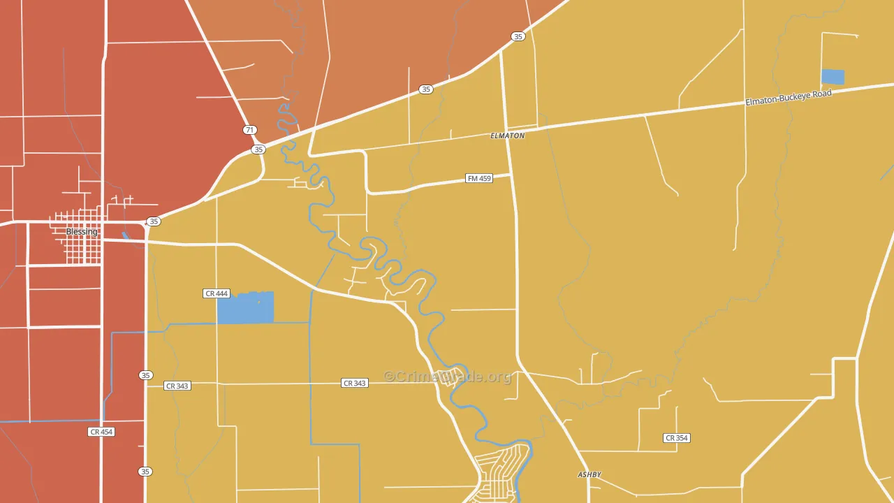 Elmaton, TX Map of Murder Rates