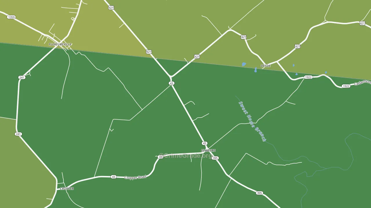 Elmburg, KY Map of Murder Rates