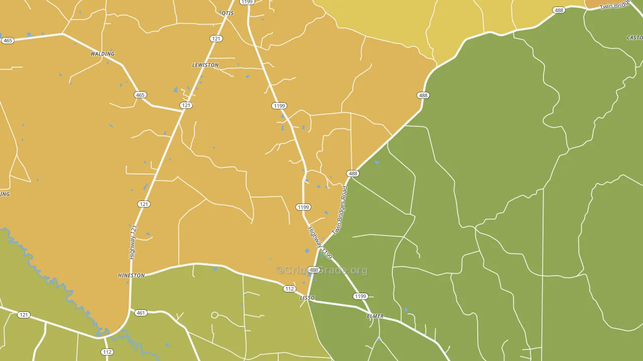 Elmer, LA Map of Murder Rates