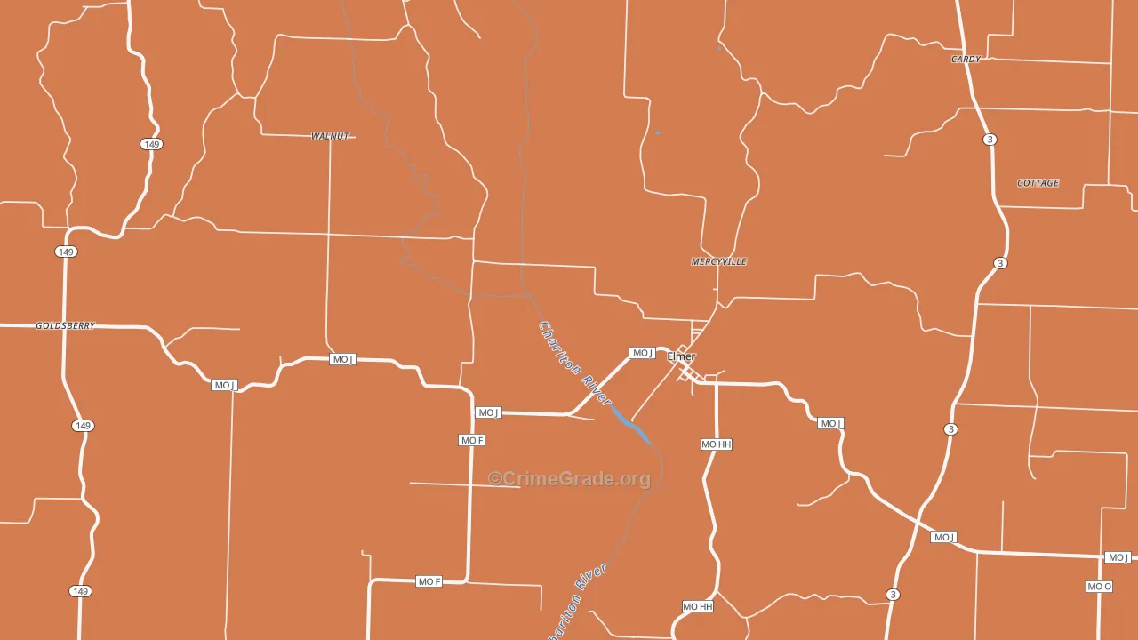 Elmer, MO Map of Murder Rates
