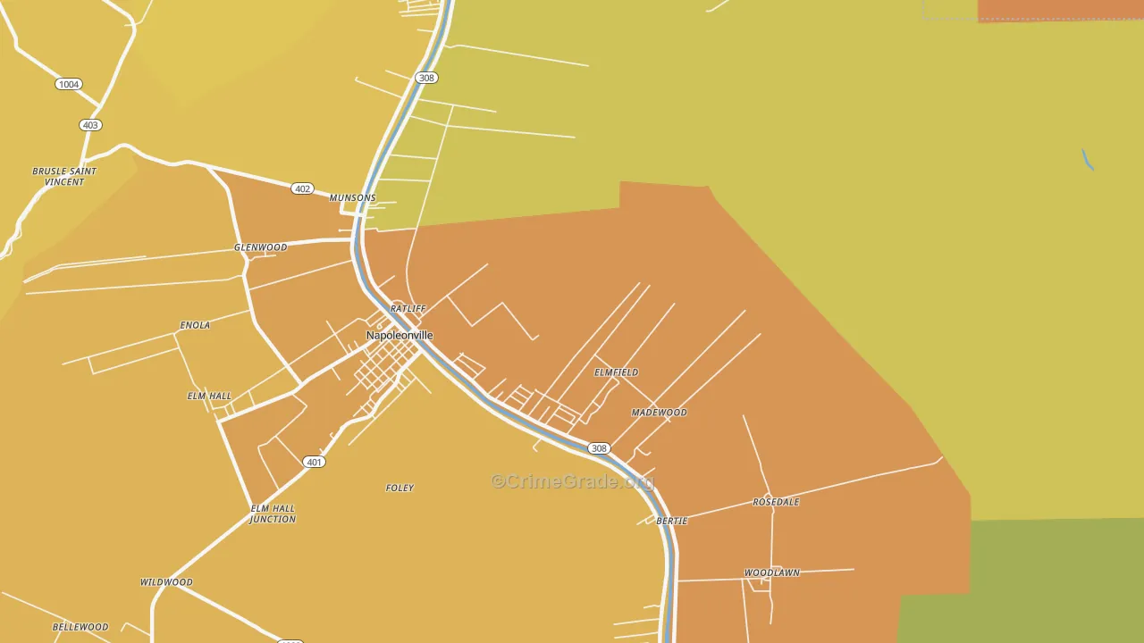 Elmfield, LA Map of Murder Rates