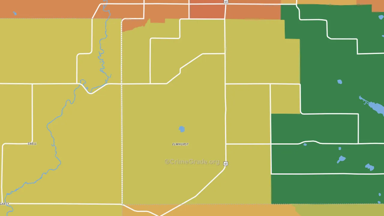 Elmhurst, WI Map of Murder Rates