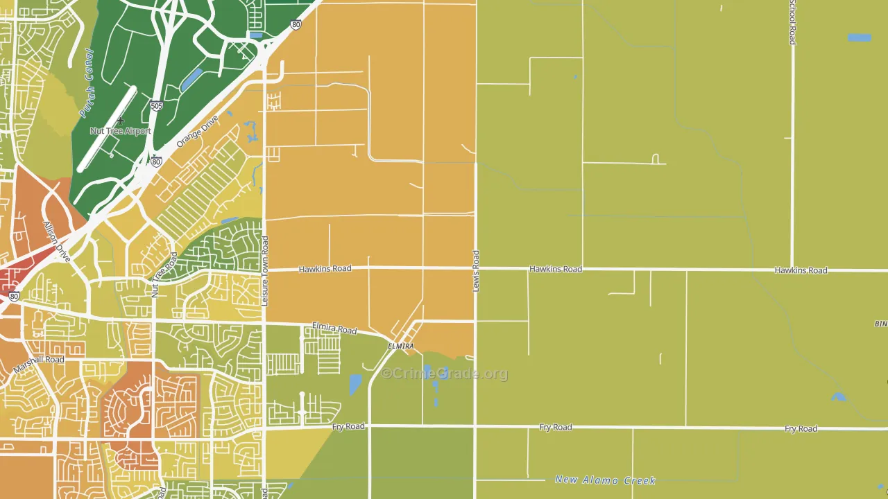 Elmira, CA Map of Murder Rates