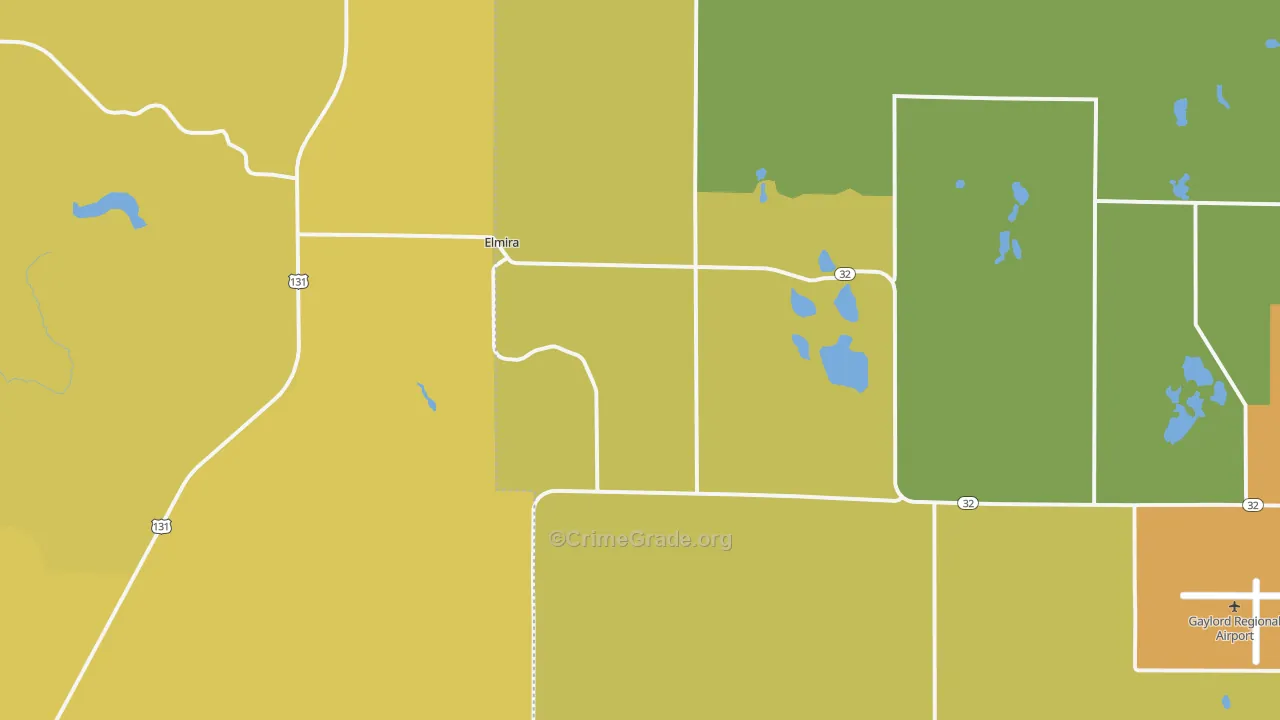 Elmira, MI Map of Murder Rates