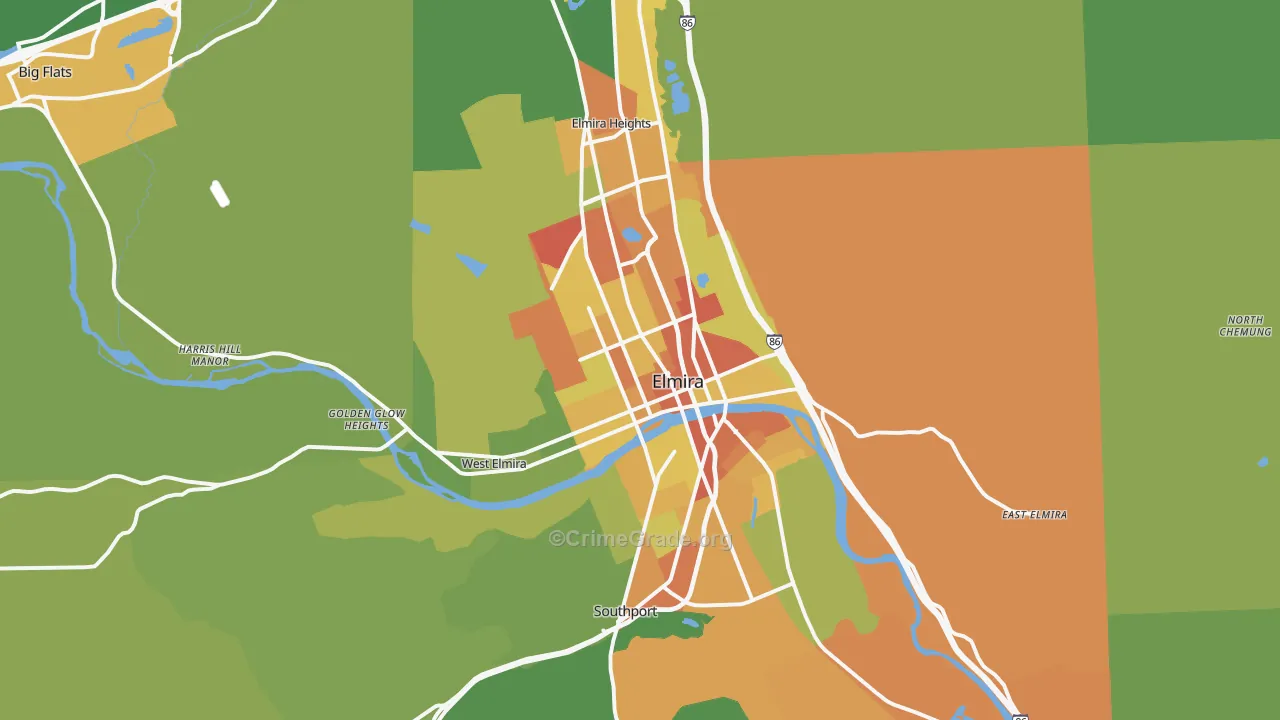 Elmira, NY Map of Murder Rates
