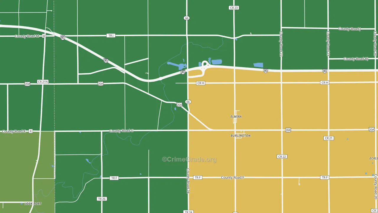 Elmira, OH Map of Murder Rates