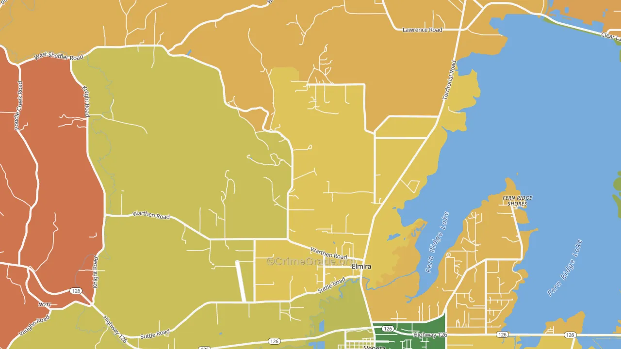 Elmira, OR Map of Murder Rates