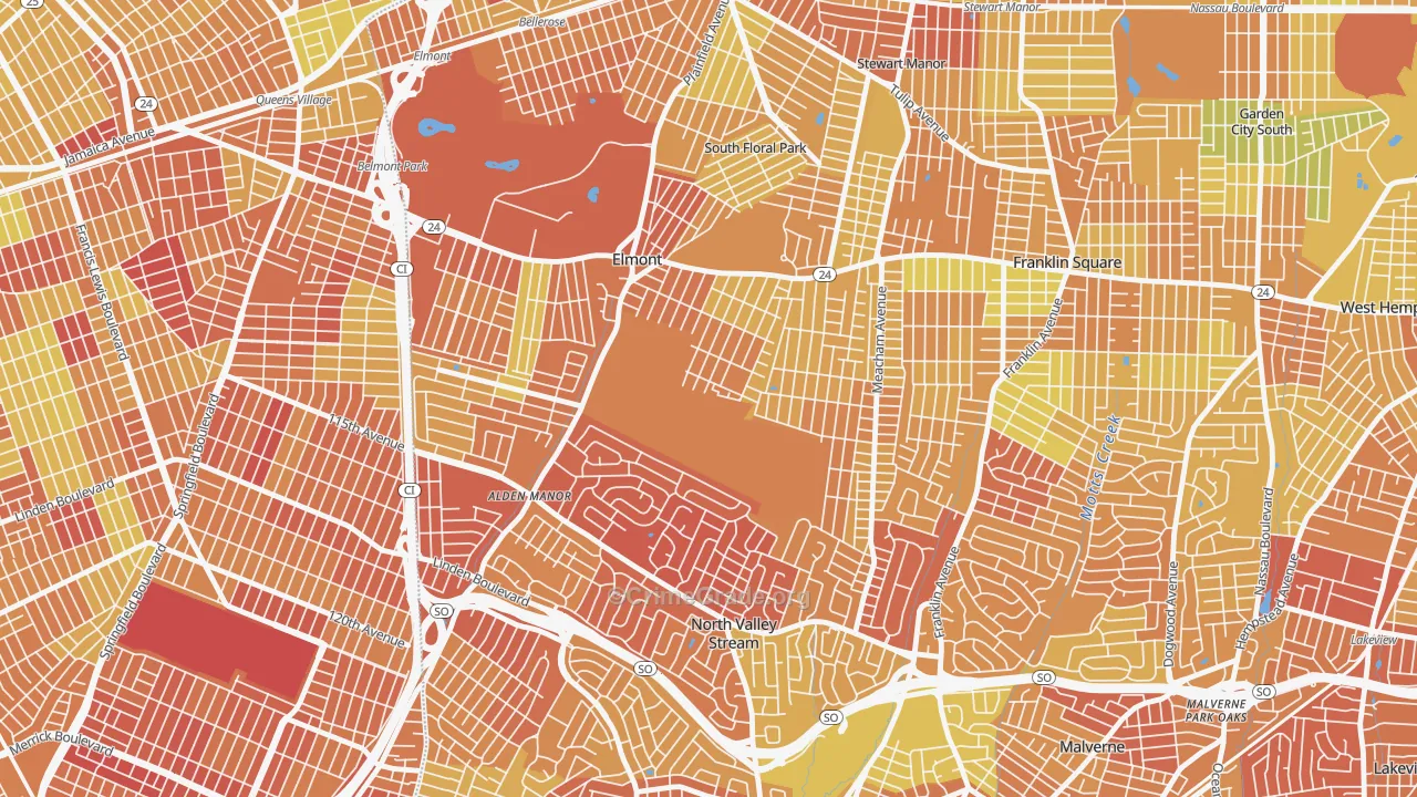 Elmont, NY Map of Murder Rates