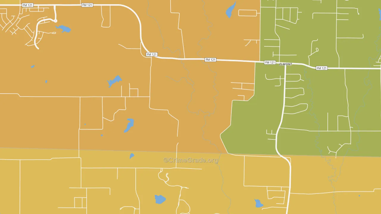 Elmont, TX Map of Murder Rates