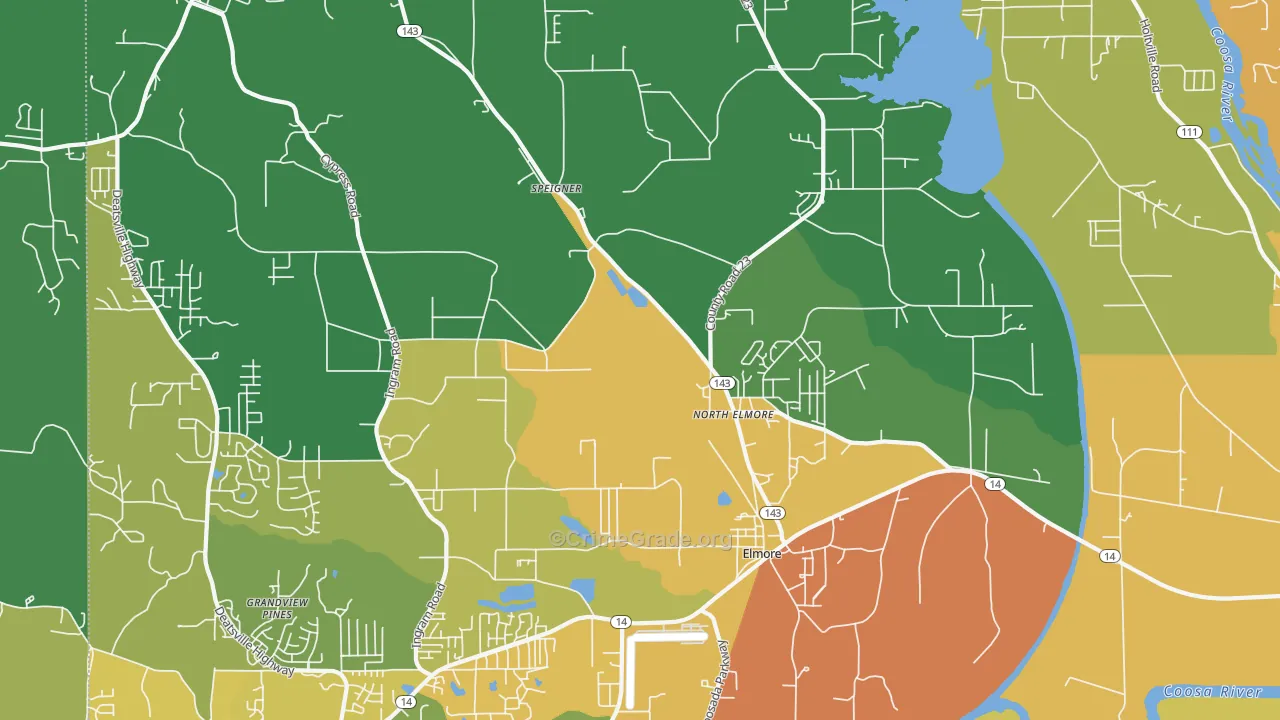 Elmore, AL Map of Murder Rates