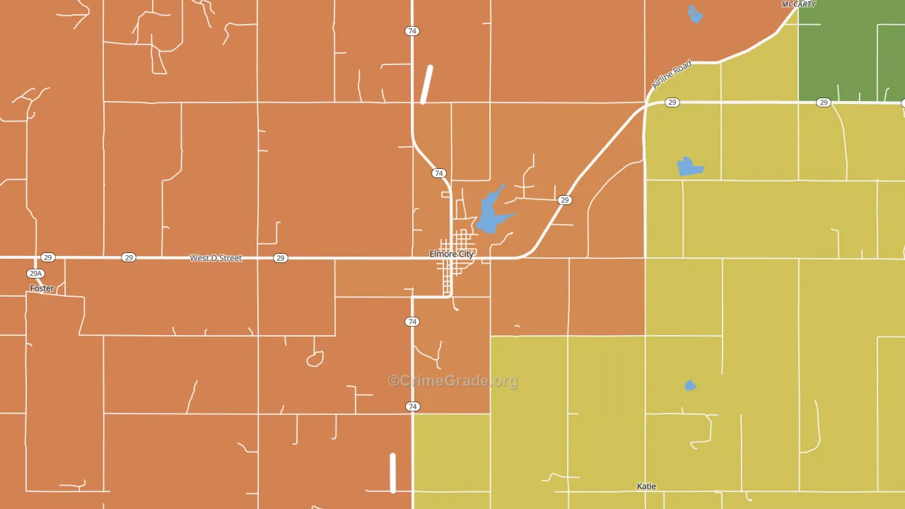Elmore City, OK Map of Murder Rates