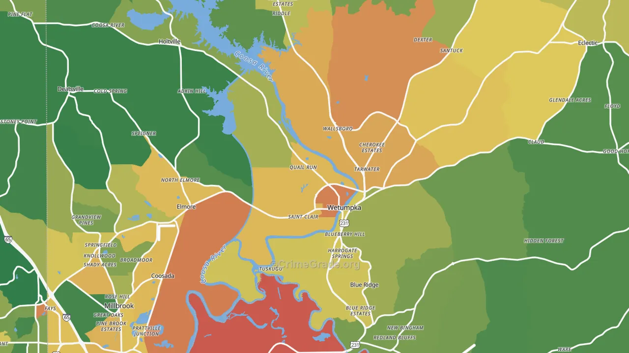 Elmore County, AL Map of Murder Rates