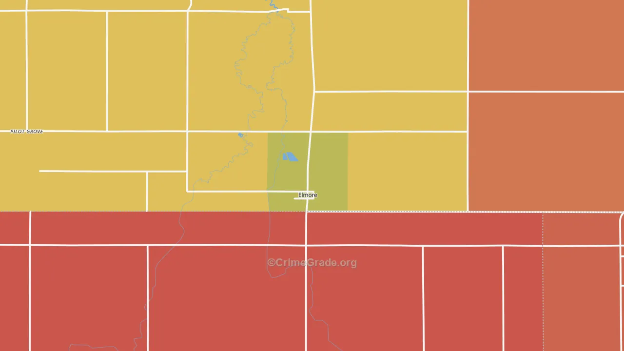 Elmore, MN Map of Murder Rates