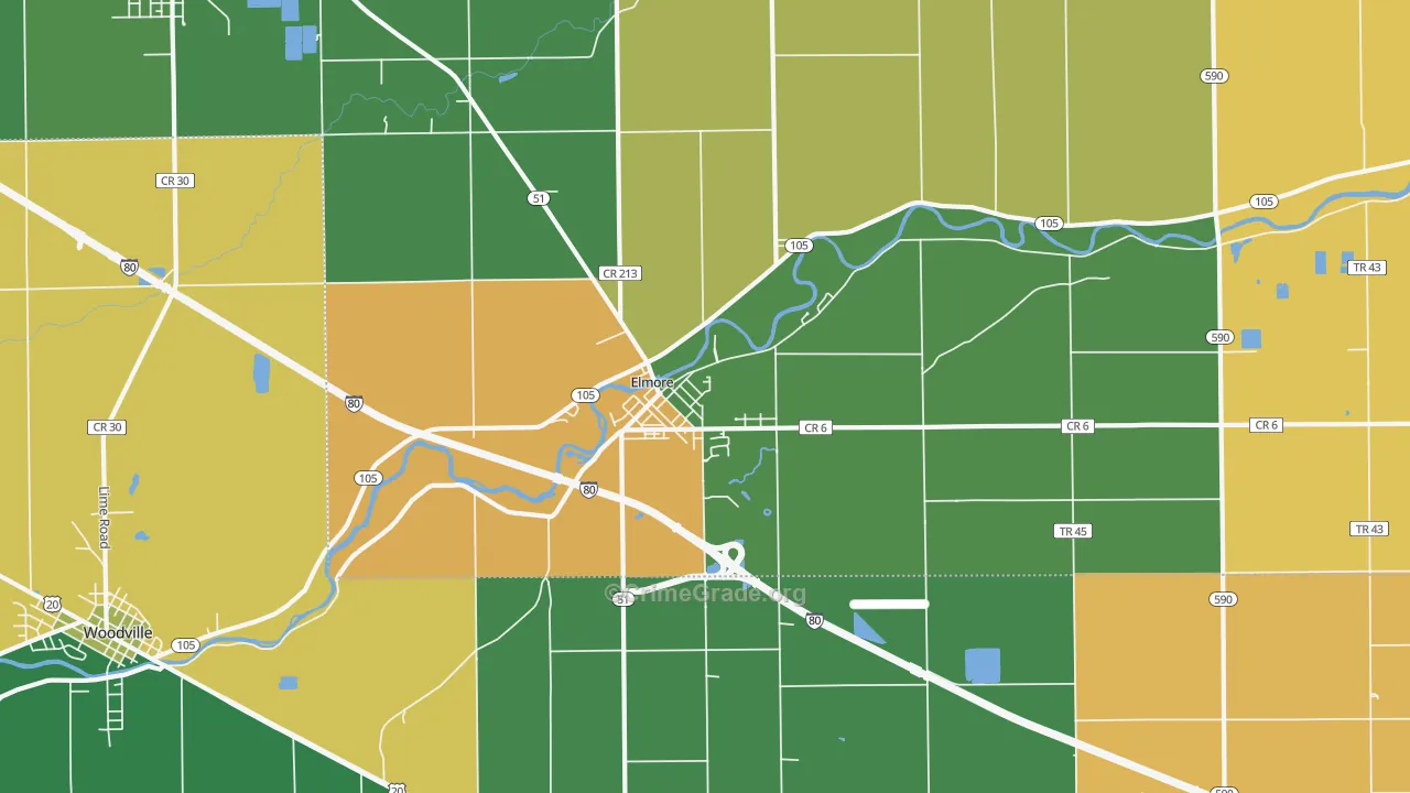 Elmore, OH Map of Murder Rates