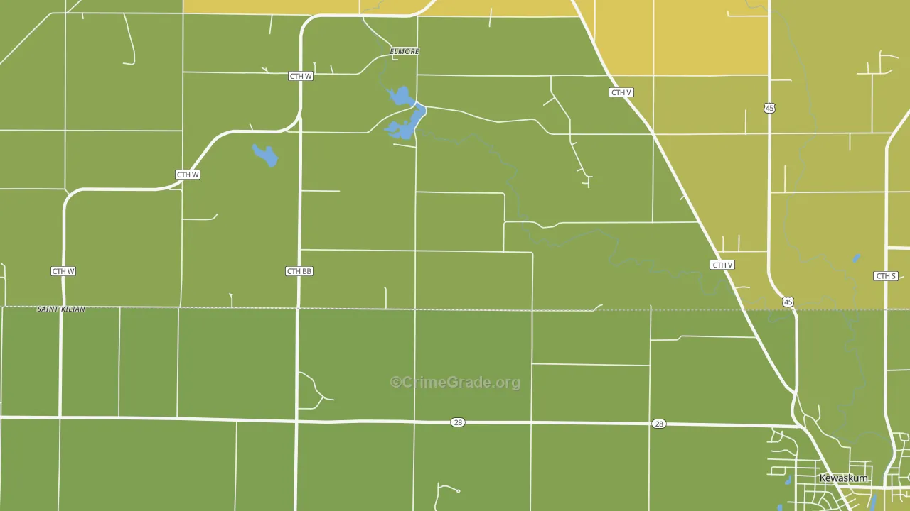 Elmore, WI Map of Murder Rates