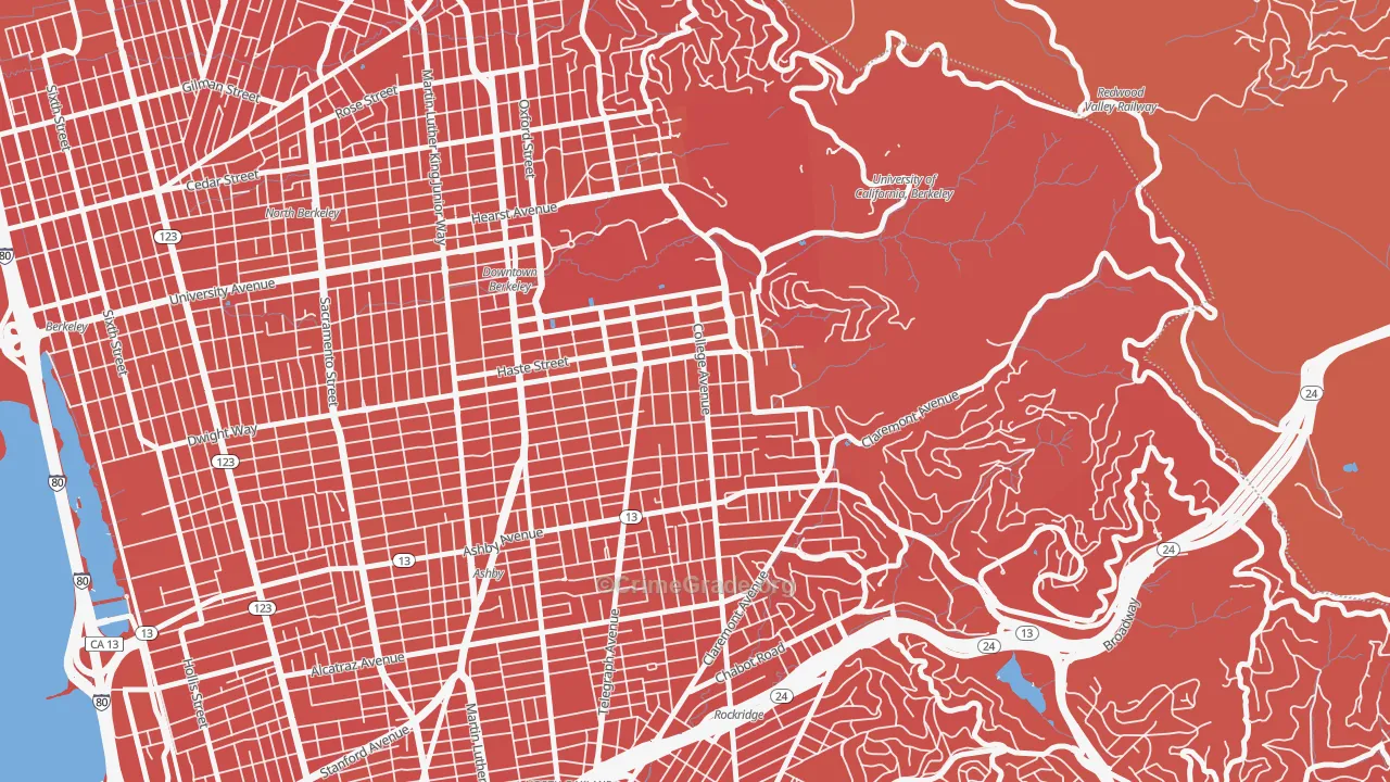Elmwood, Berkeley, CA Map of Murder Rates