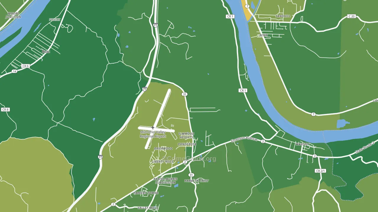 Elmwood Heights, WV Map of Murder Rates