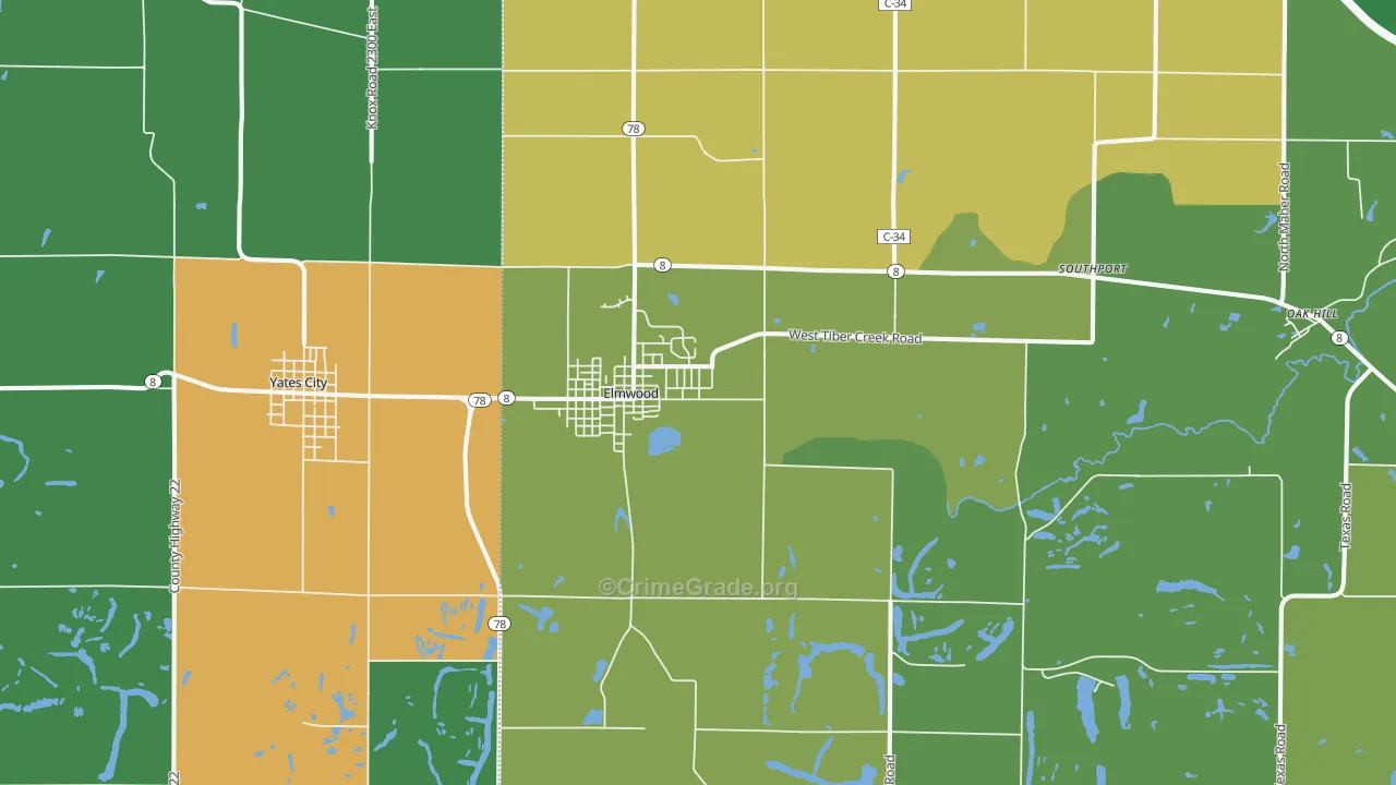 Elmwood, IL Map of Murder Rates