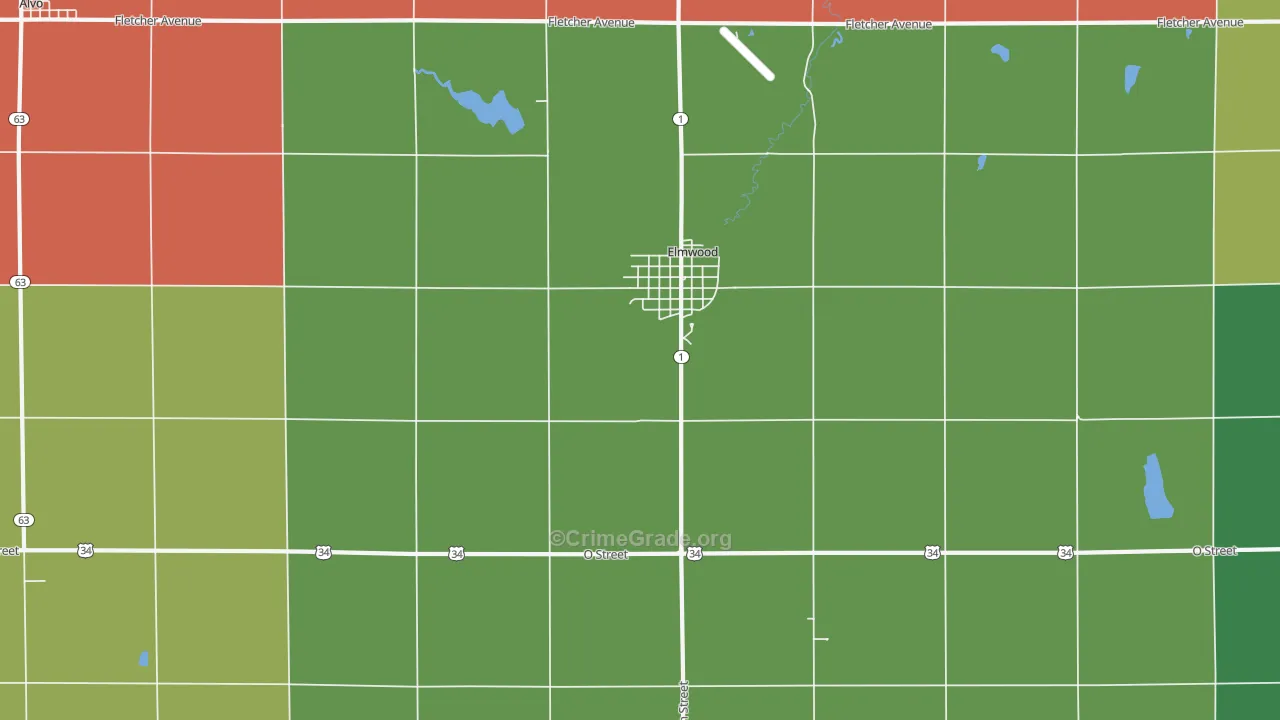 Elmwood, NE Map of Murder Rates