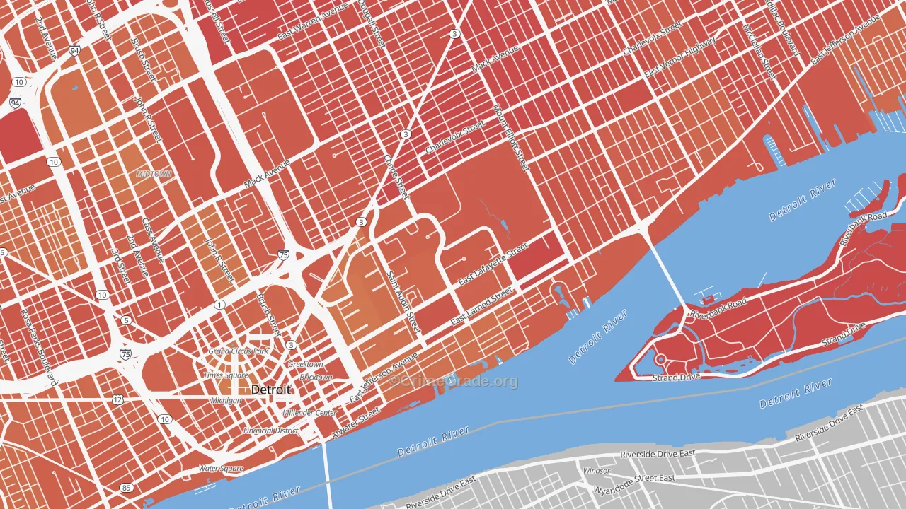 Elmwood Park, Detroit, MI Map of Murder Rates