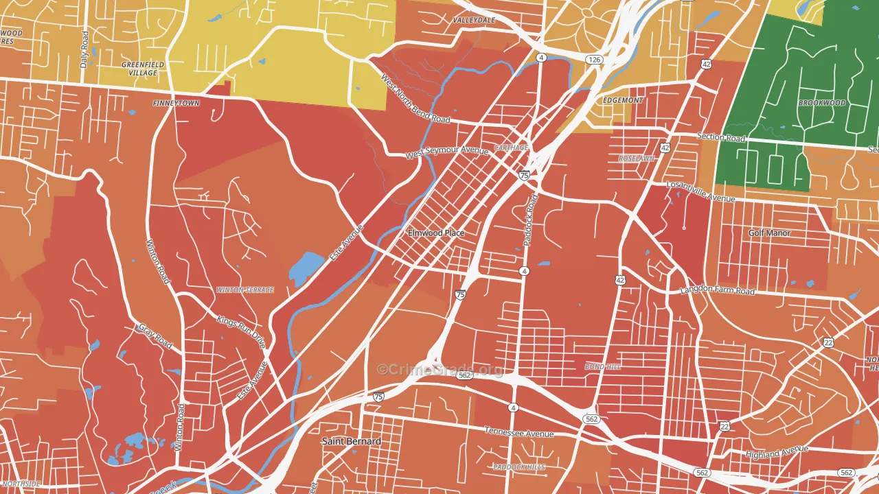 Elmwood Place, OH Map of Murder Rates