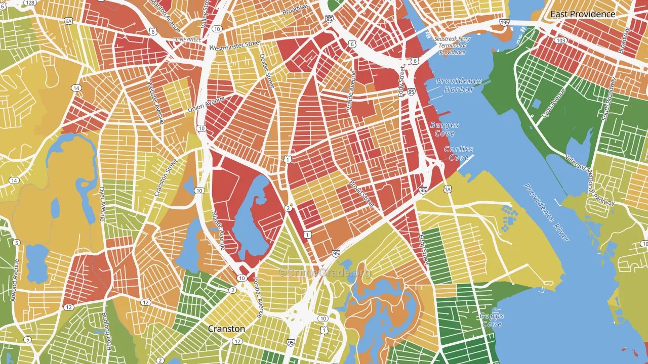 Elmwood, Providence, RI Map of Murder Rates