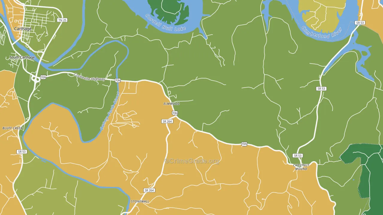 Elmwood, TN Map of Murder Rates