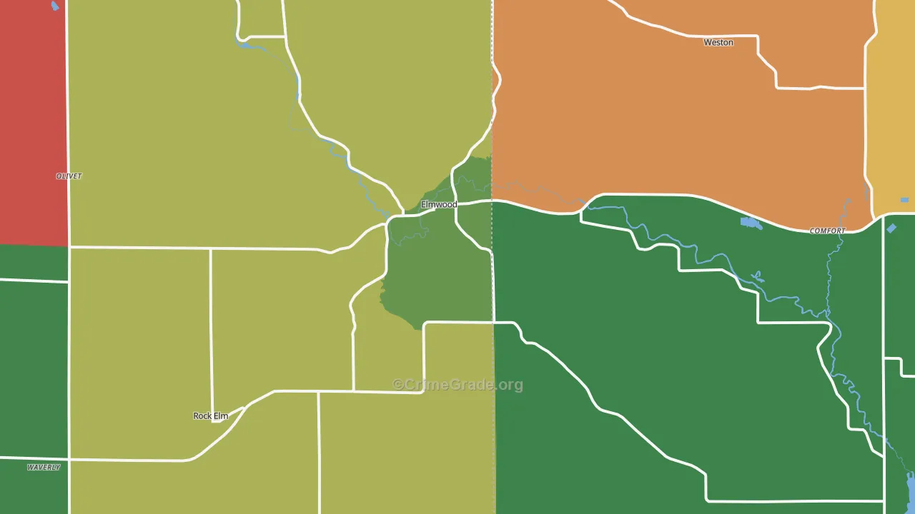 Elmwood, WI Map of Murder Rates