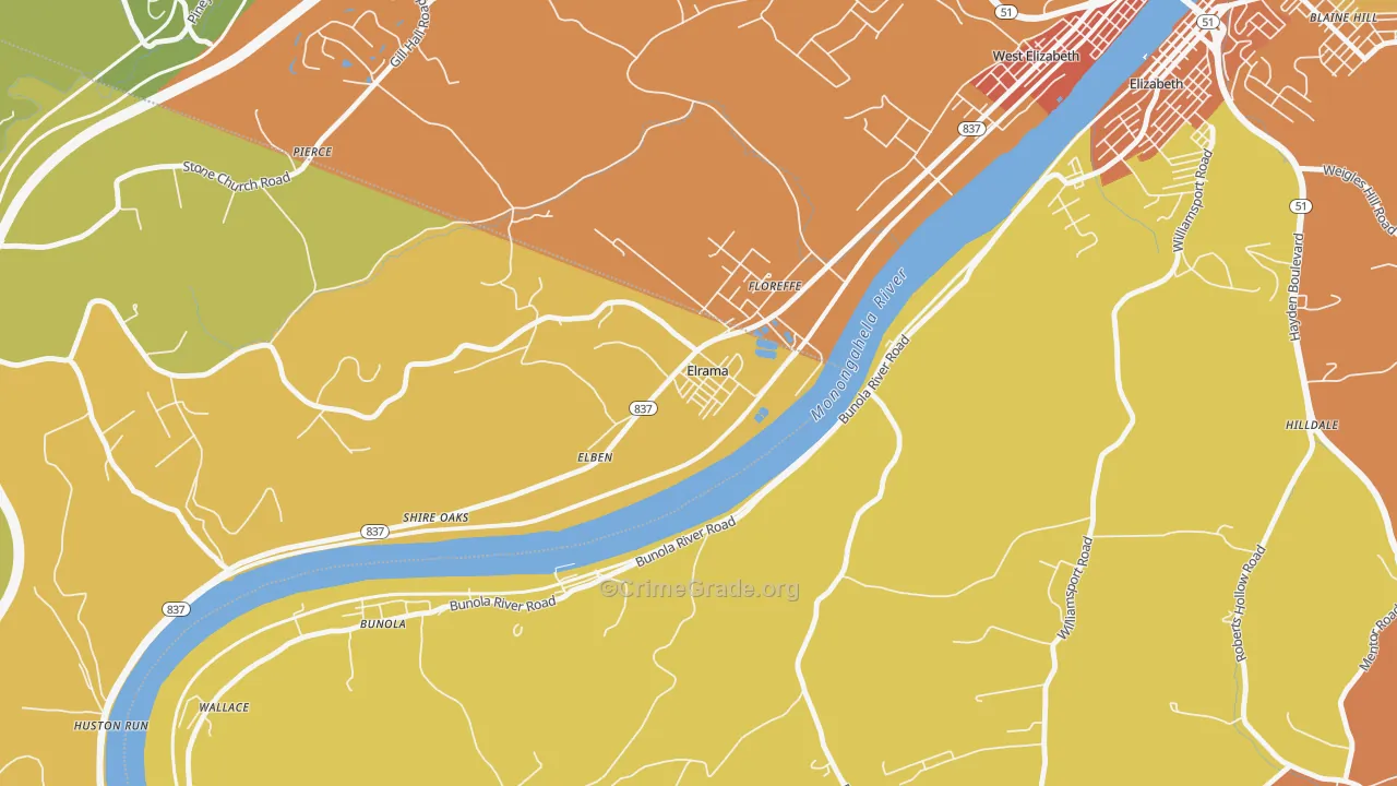 Elrama, PA Map of Murder Rates
