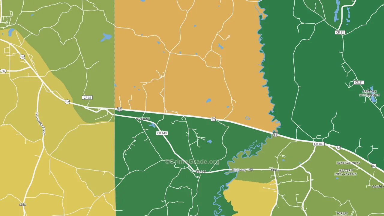 Elrod, AL Map of Murder Rates