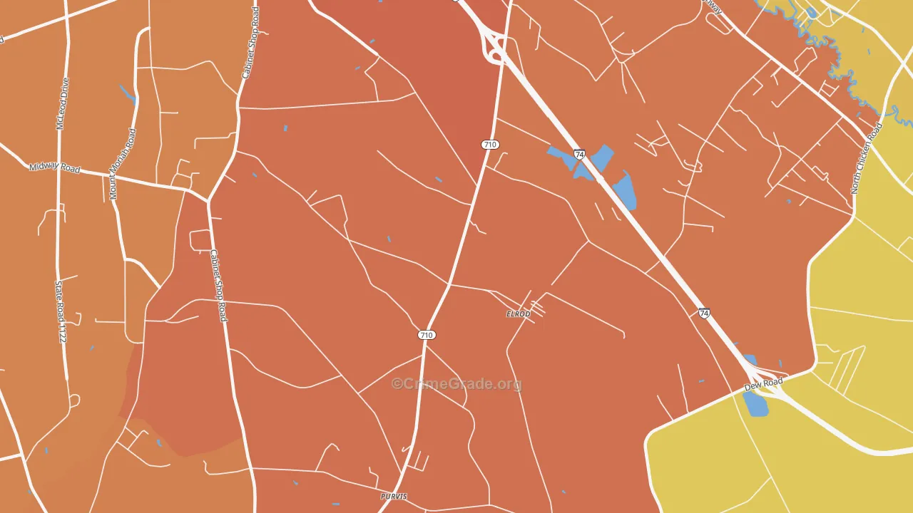 Elrod, NC Map of Murder Rates