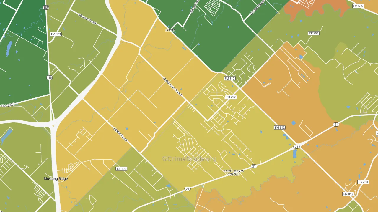 Elroy, TX Map of Murder Rates