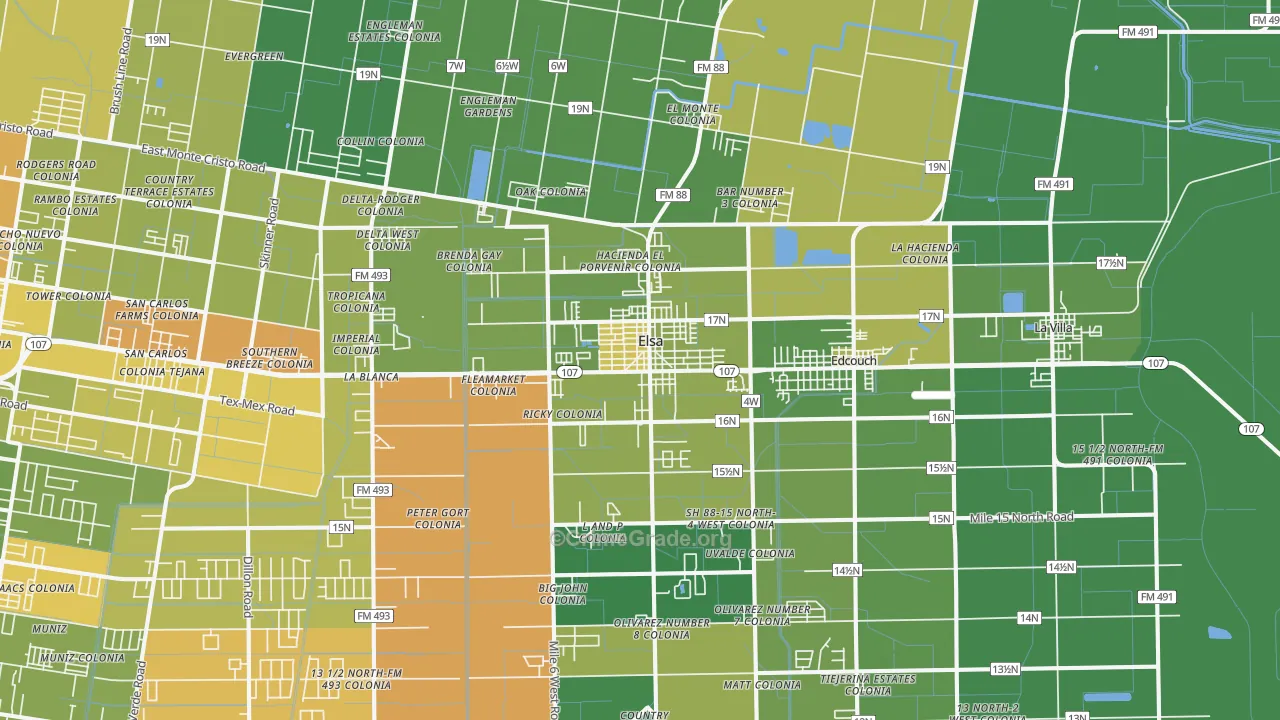 Elsa, TX Map of Murder Rates