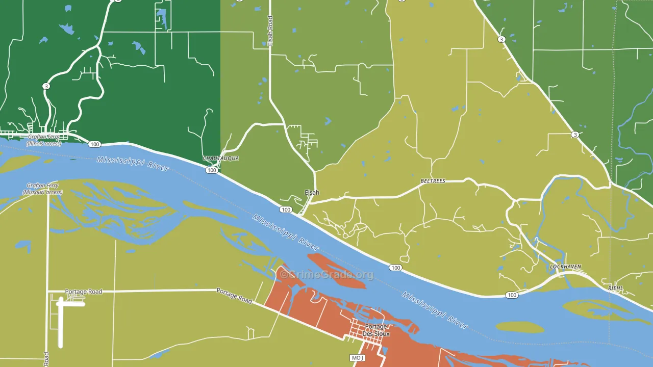 Elsah, IL Map of Murder Rates