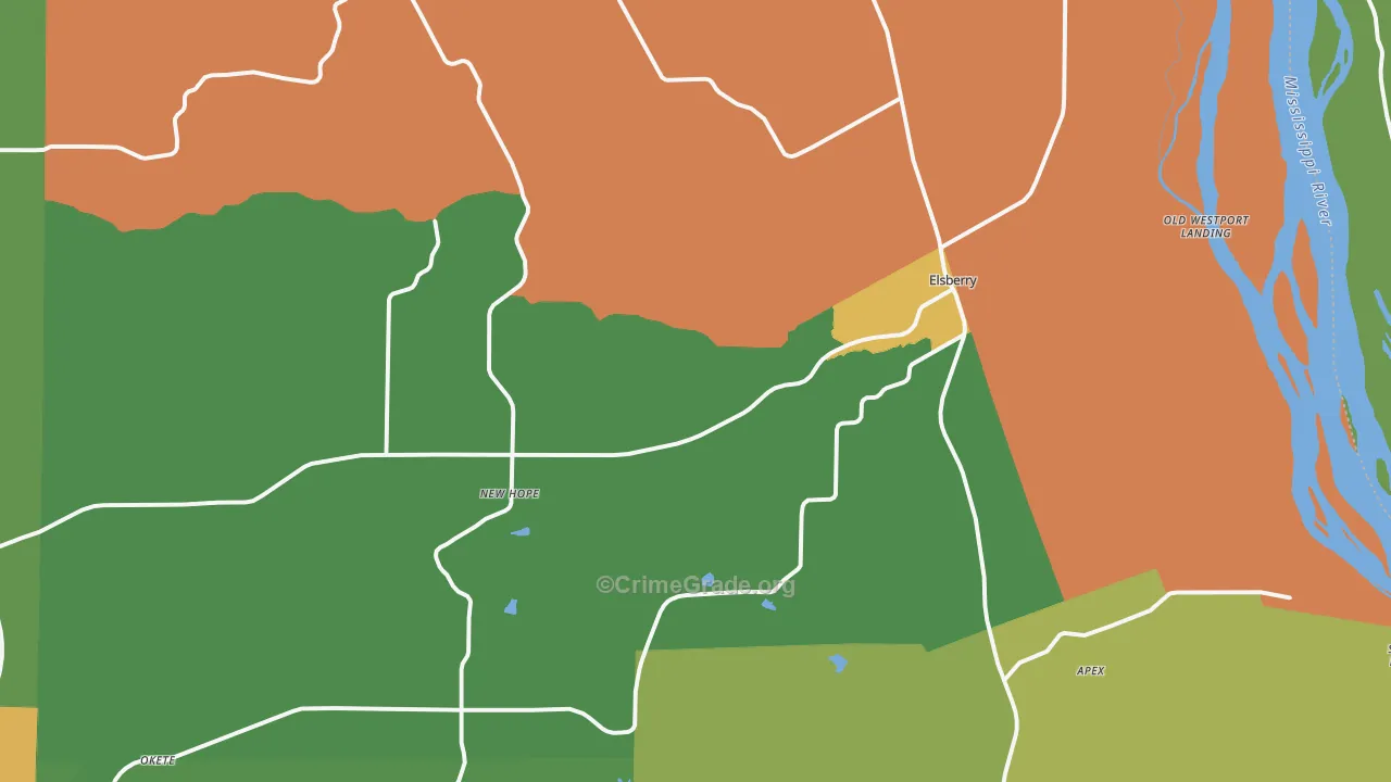 Elsberry, MO Map of Murder Rates