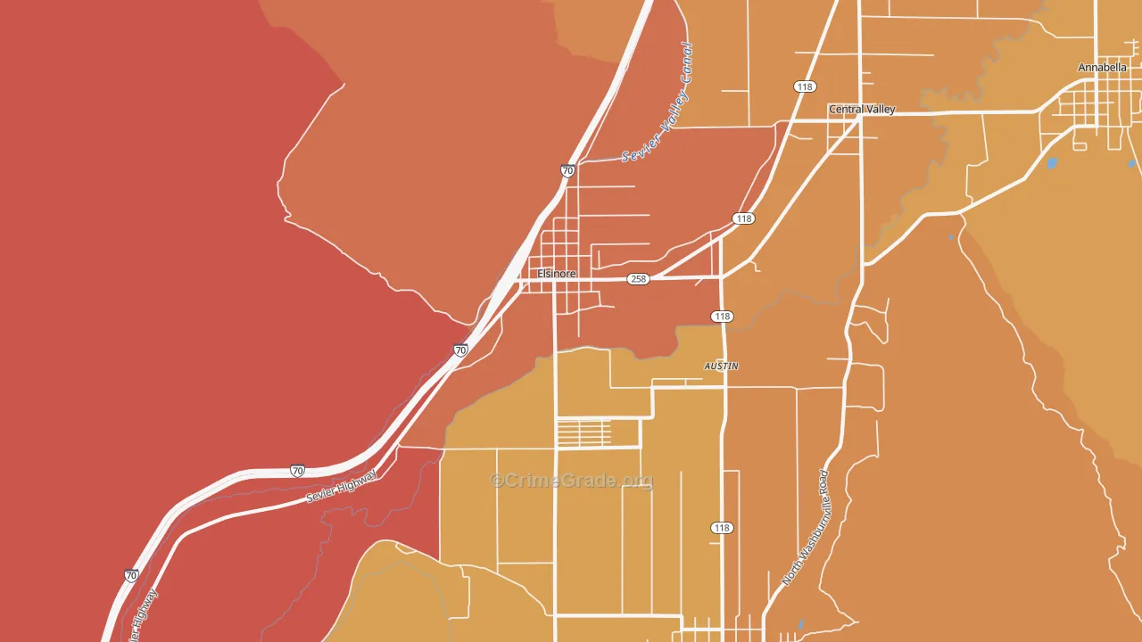 Elsinore, UT Map of Murder Rates