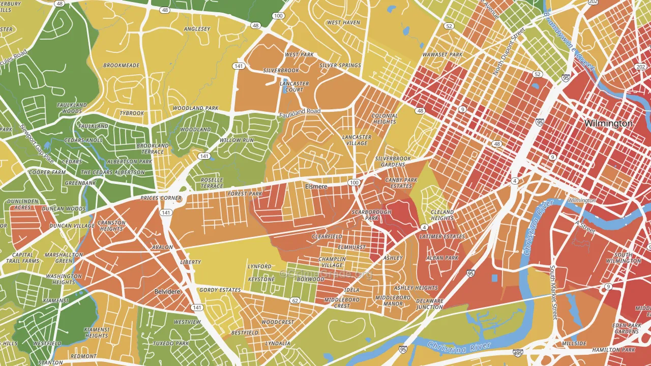 Elsmere, DE Map of Murder Rates